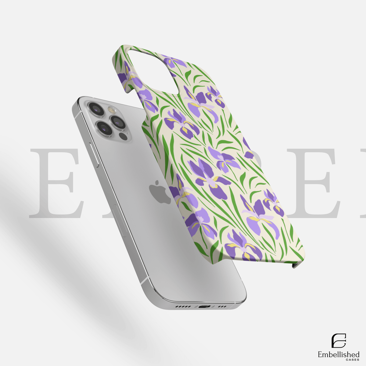Purple Iris Floral Phone Case - Embellished Cases