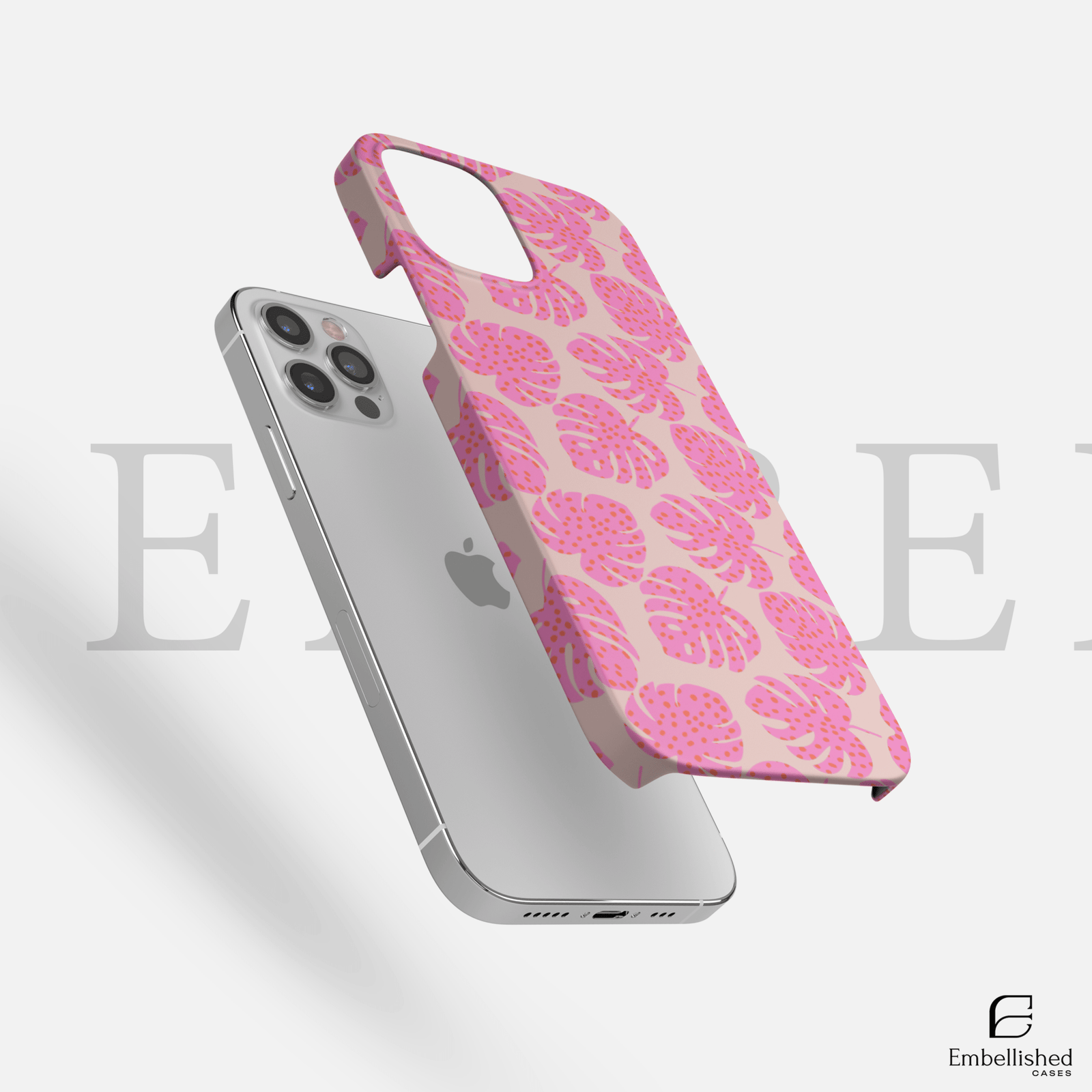 Pink Tropical Monstera Pattern - Embellished Cases