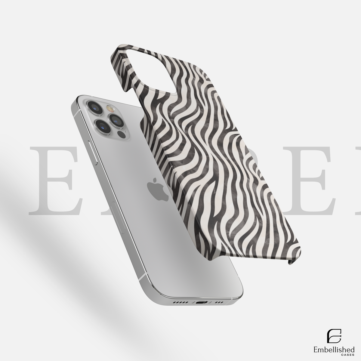 Zebra Waves Phone Case - Black & White Animal Print Protective Cover