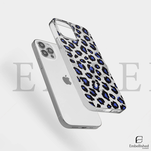 Blue Leopard Clear Phone Case – Slim Transparent Protective Case with Bold Animal Print