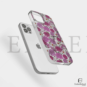 Pink & Purple Floral Pattern Clear Case - Clear Phone Case - Embellished Cases