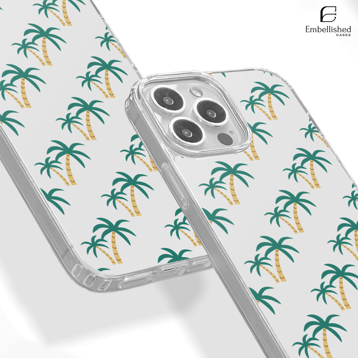 Tropical Palm Pattern Clear Phone Case
