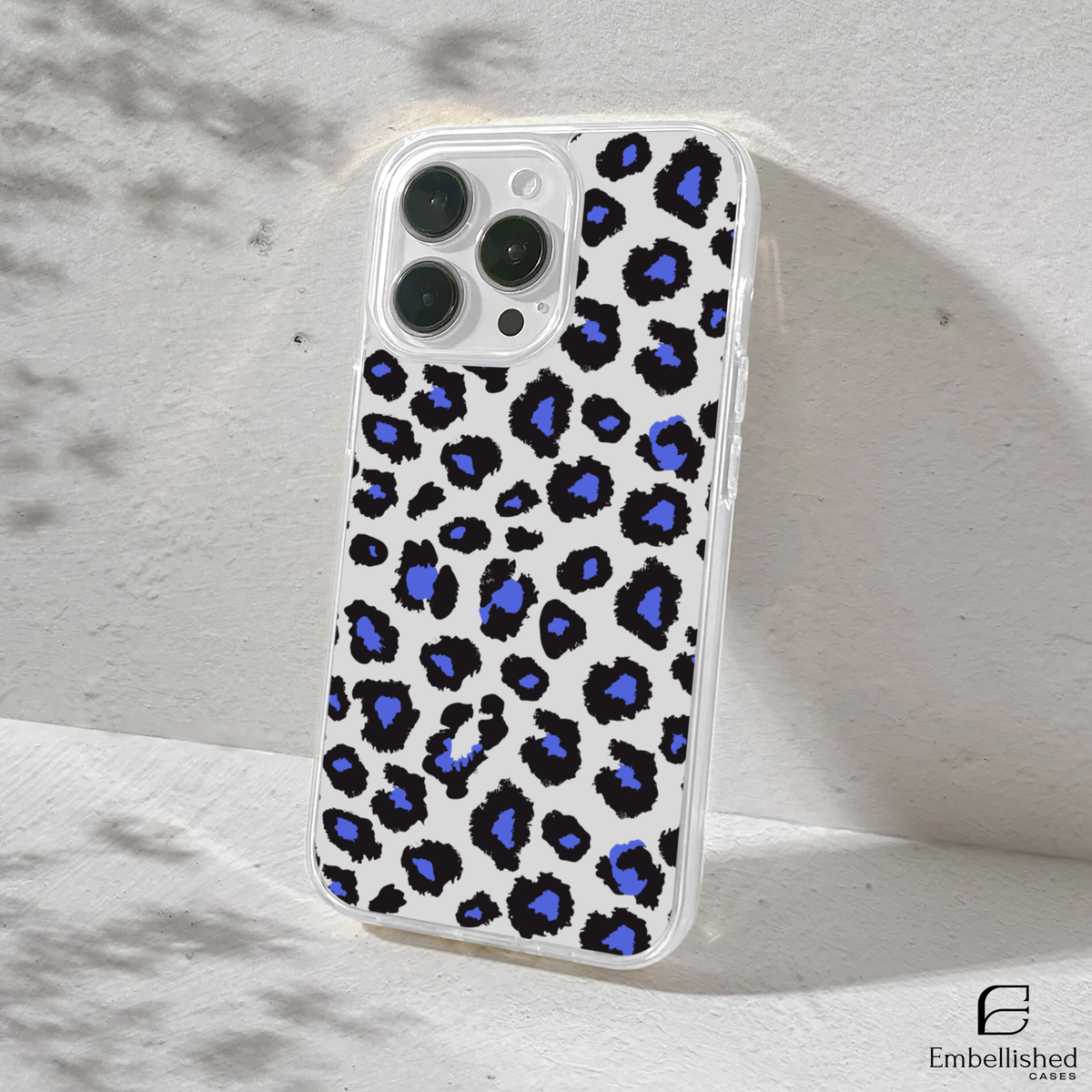 Blue Leopard Clear Phone Case – Slim Transparent Protective Case with Bold Animal Print