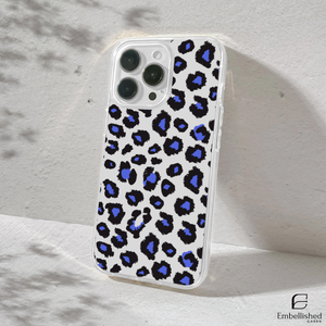 Blue Leopard Clear Phone Case – Slim Transparent Protective Case with Bold Animal Print