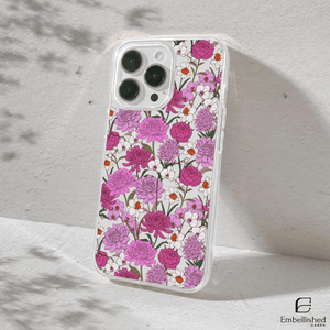 Pink & Purple Floral Pattern Clear Case - Clear Phone Case - Embellished Cases