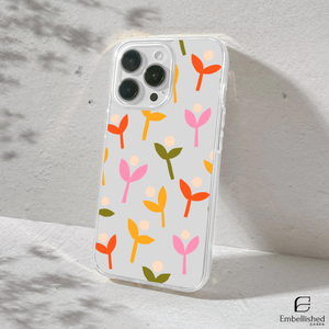 Floral Sprout Clear Phone Case - Colorful Minimalist Plant Pattern