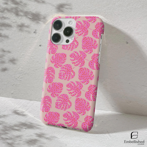 Pink Monstera Tough Phone Case – Floral Tropical Protection