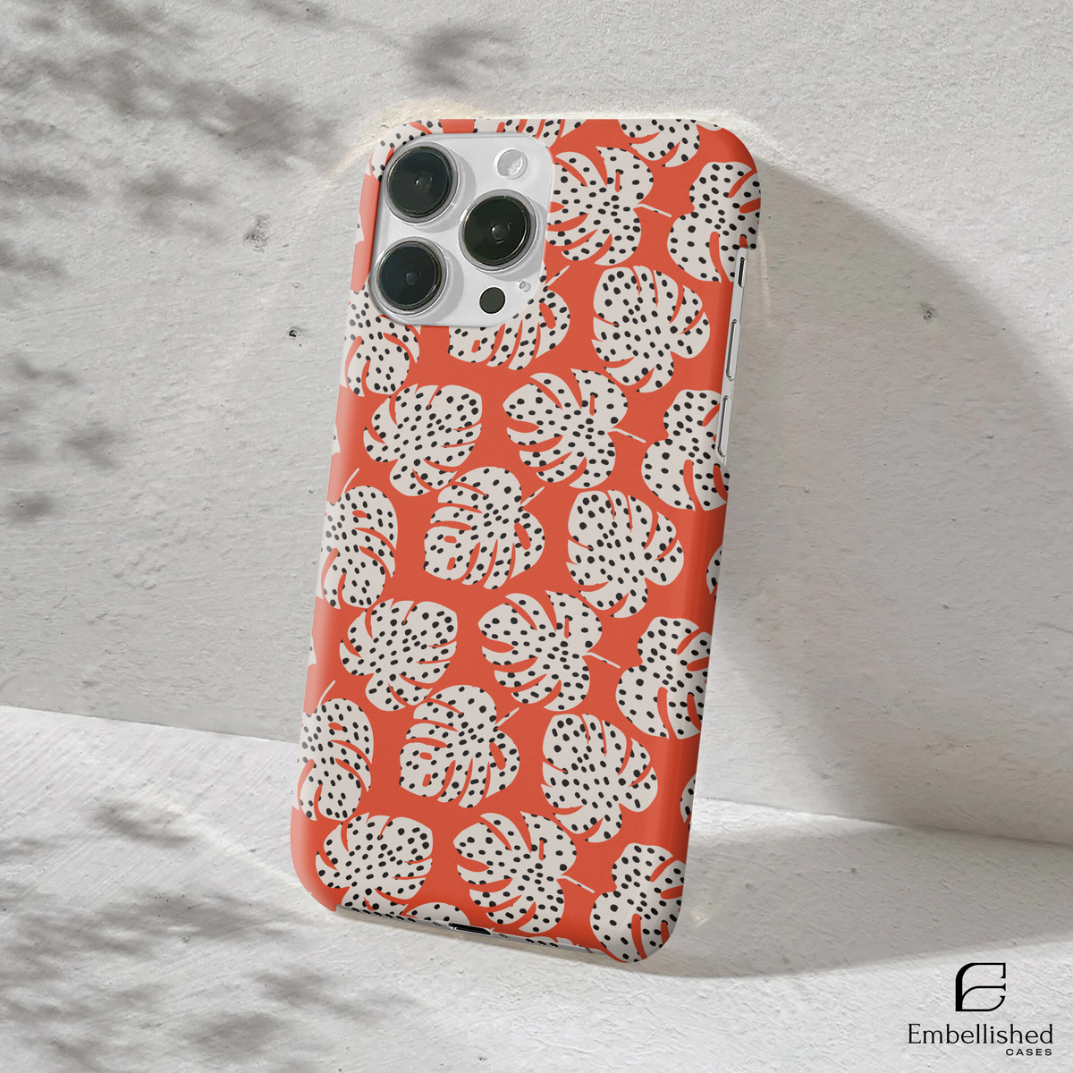 Coral Leopard Leaf Phone Case - Tough Protective iPhone Cover