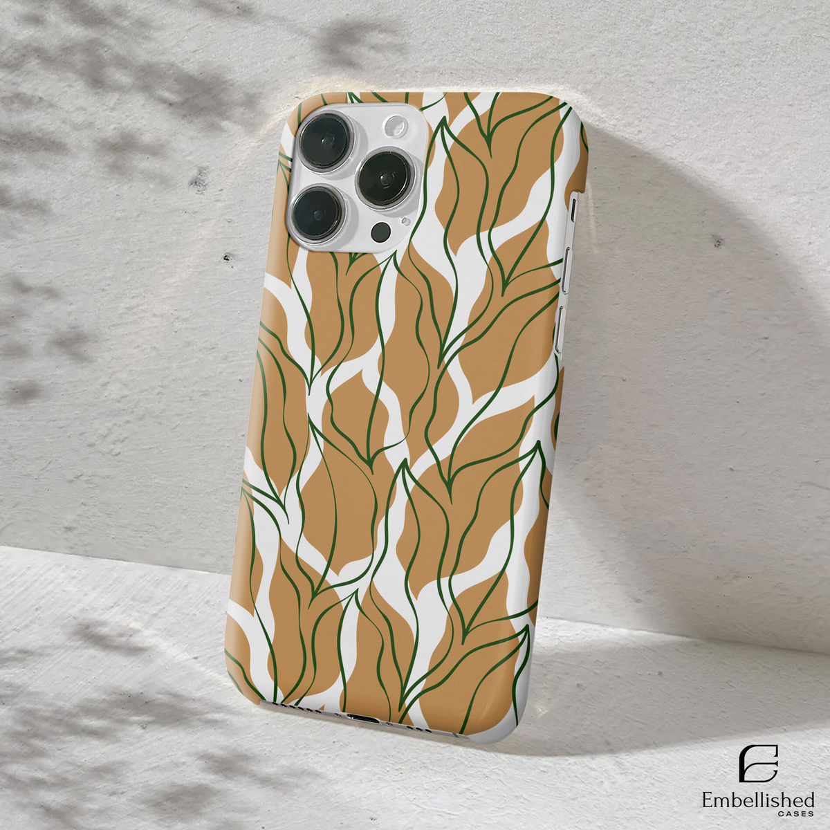 Botanical Wavy Lines Tough Phone Case (Neutral Tan & Green)