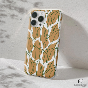Botanical Wavy Lines Tough Phone Case (Neutral Tan & Green)