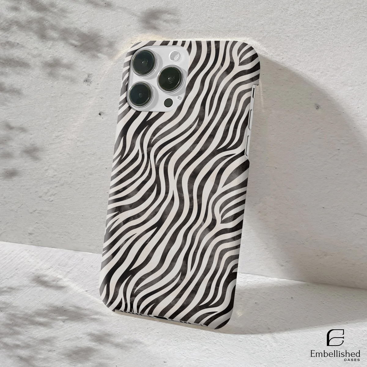 Zebra Waves Phone Case - Black & White Animal Print Protective Cover