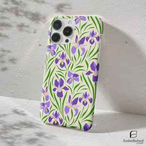 Iris Floral Tough Phone Case - Protective Botanical Phone Cover
