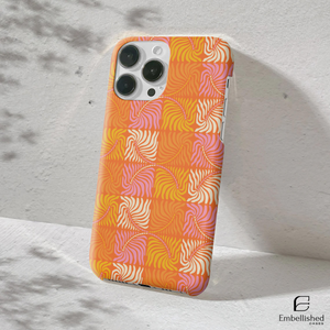 Retro Orange Swirl Tough Phone Case - Vibrant Checkerboard Zebra Pattern