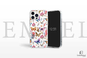 Clear Butterfly Floral Phone Case - Transparent Protective iPhone Cover - Embellished Cases